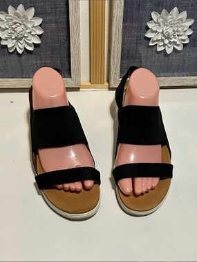 Women’s Black Slide Sandals with Elastic Straps